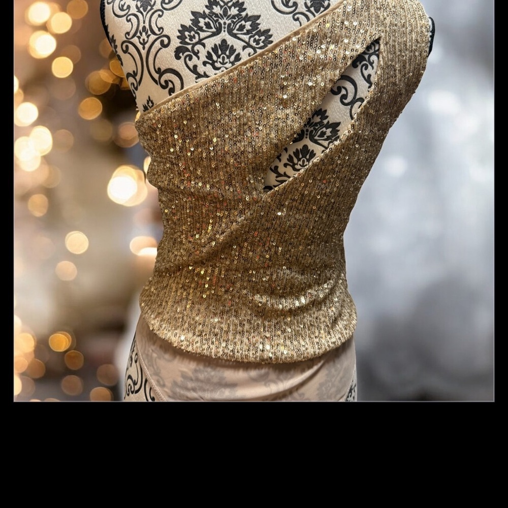 Better Be Large Body suit Gold Swarkoski   TopNWOT​​ - Picture 3 of 4